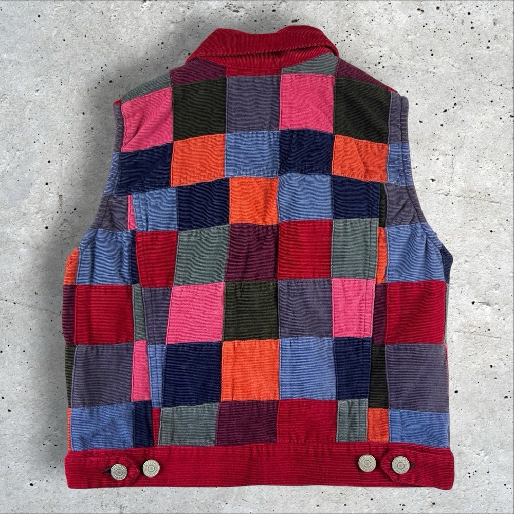 Vtg Y2K Ralph Lauren Colorful Corduroy Patchwork Quilted Vest Womens Sz‎ S - Picture 3 of 5